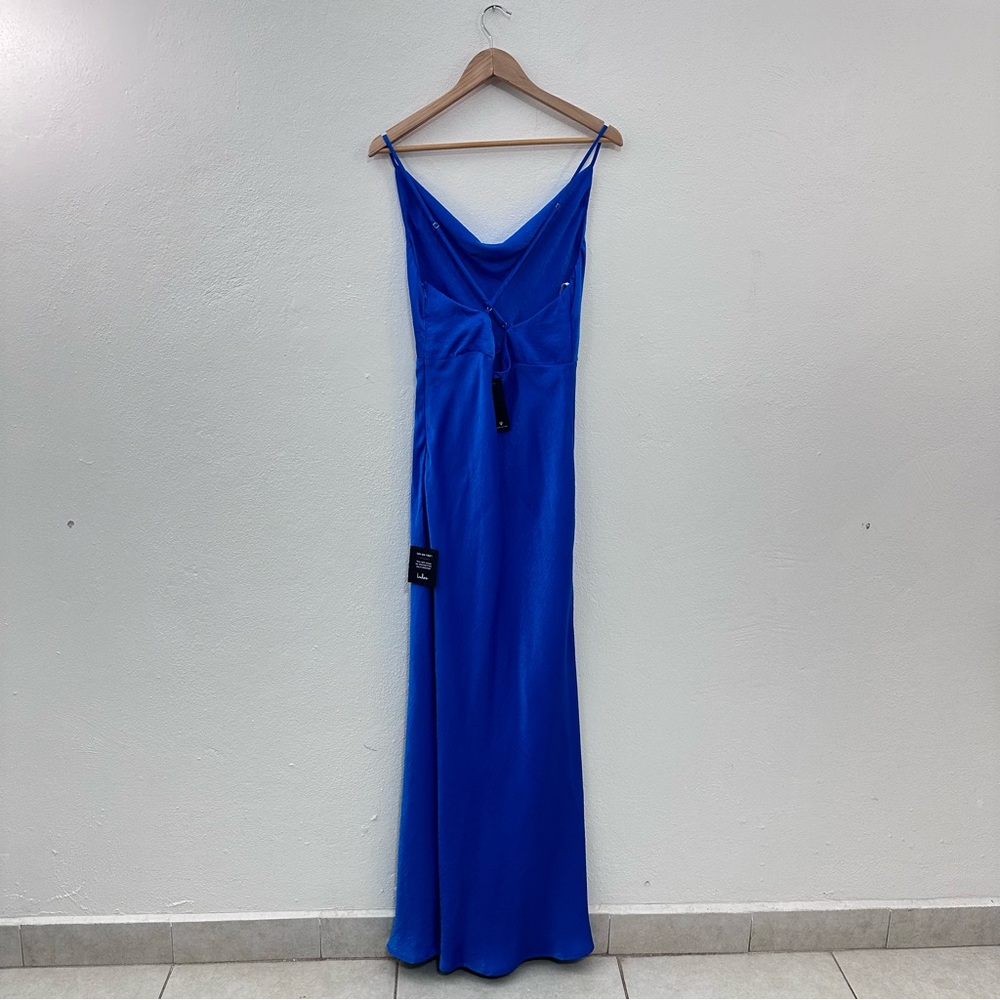 Lulu Satin Cowl Neck Maxi Dress in Blue Size Extra Large XL - Picture 4 of 7